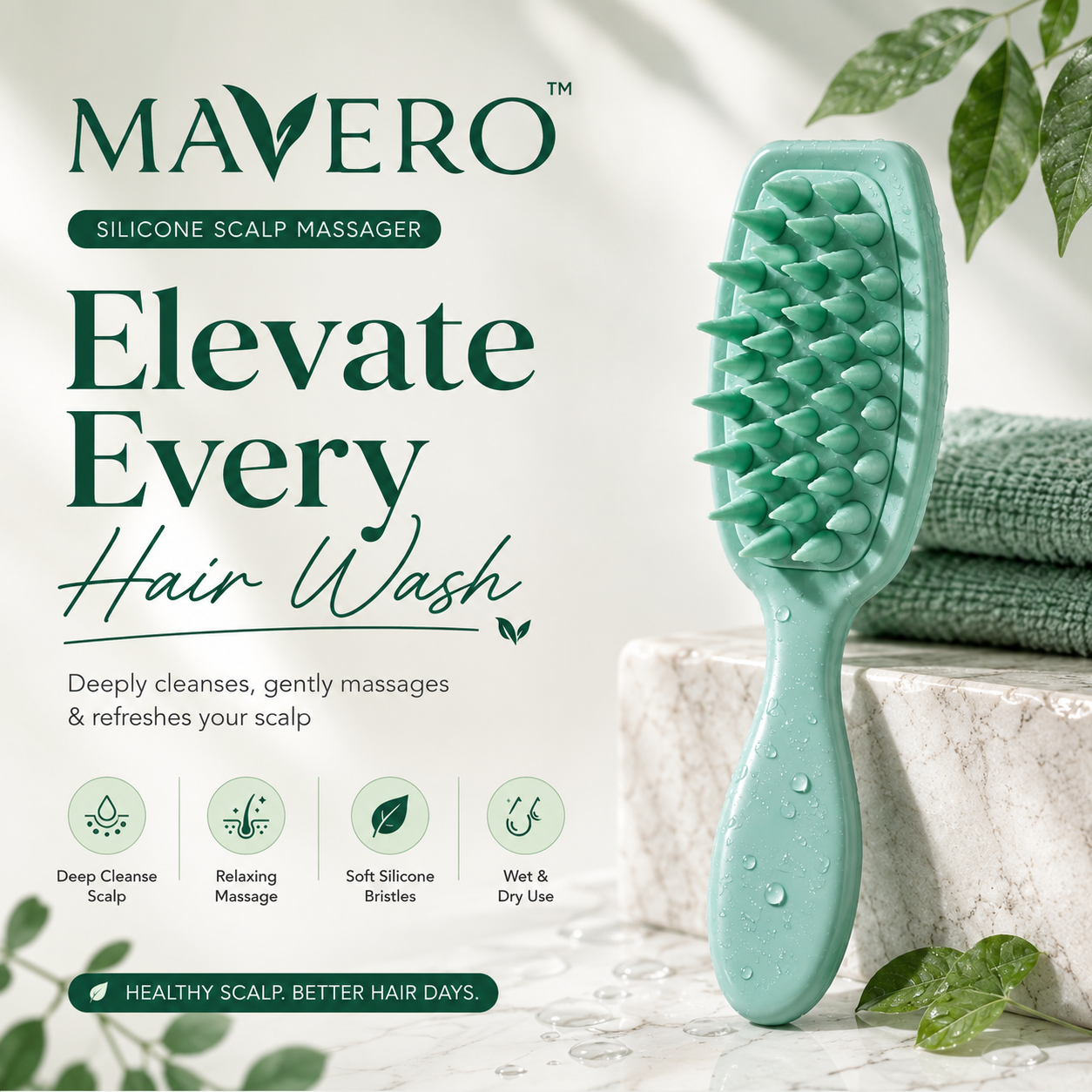 Mavero Silicone Scalp Massager Brush – Deep Cleanse & Relaxing Massage