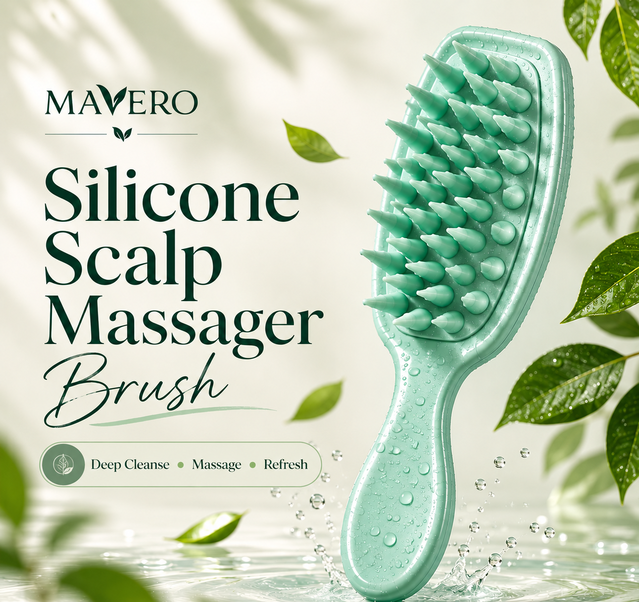 Mavero Silicone Scalp Massager Brush – Deep Cleanse & Relaxing Massage