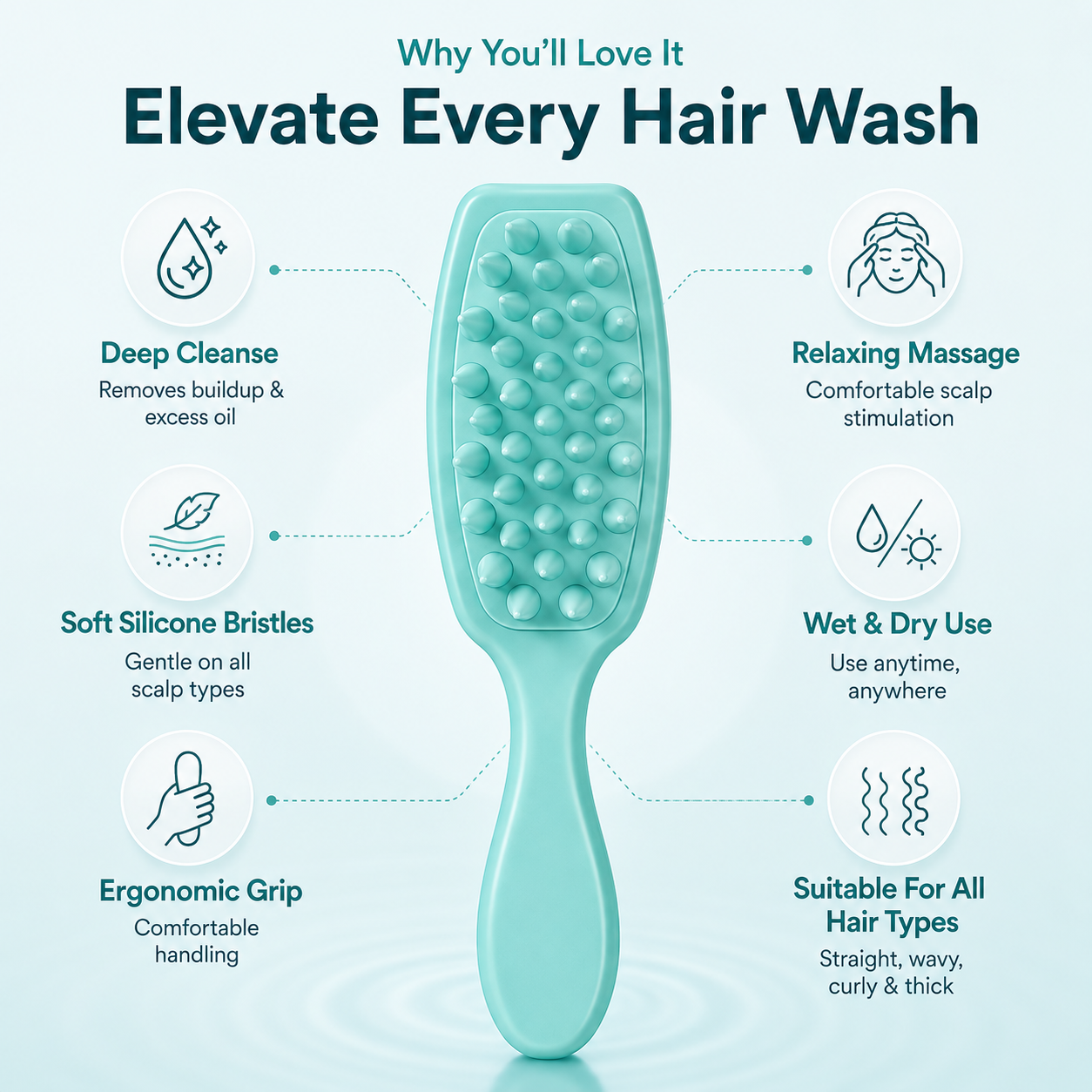 Mavero Silicone Scalp Massager Brush – Deep Cleanse & Relaxing Massage