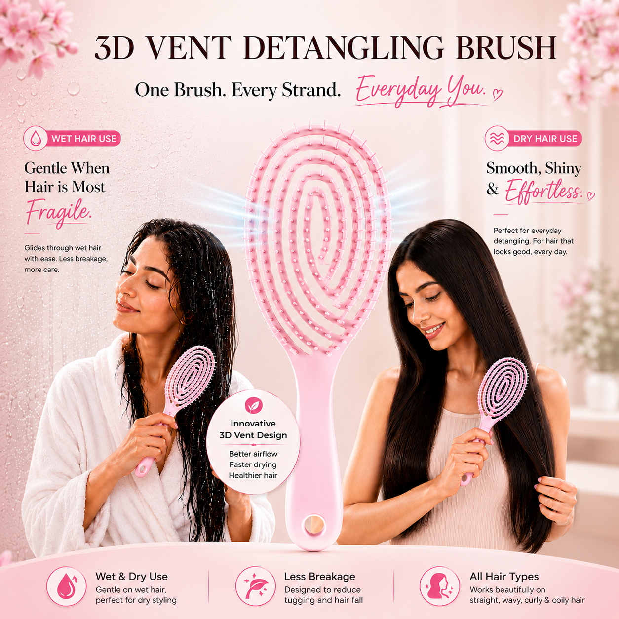 Mavero 3D Vent Detangling Hair Brush – For All Hair Types